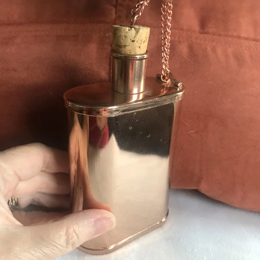 Elegant‎ Copper Flask with Chain and Cork Closure